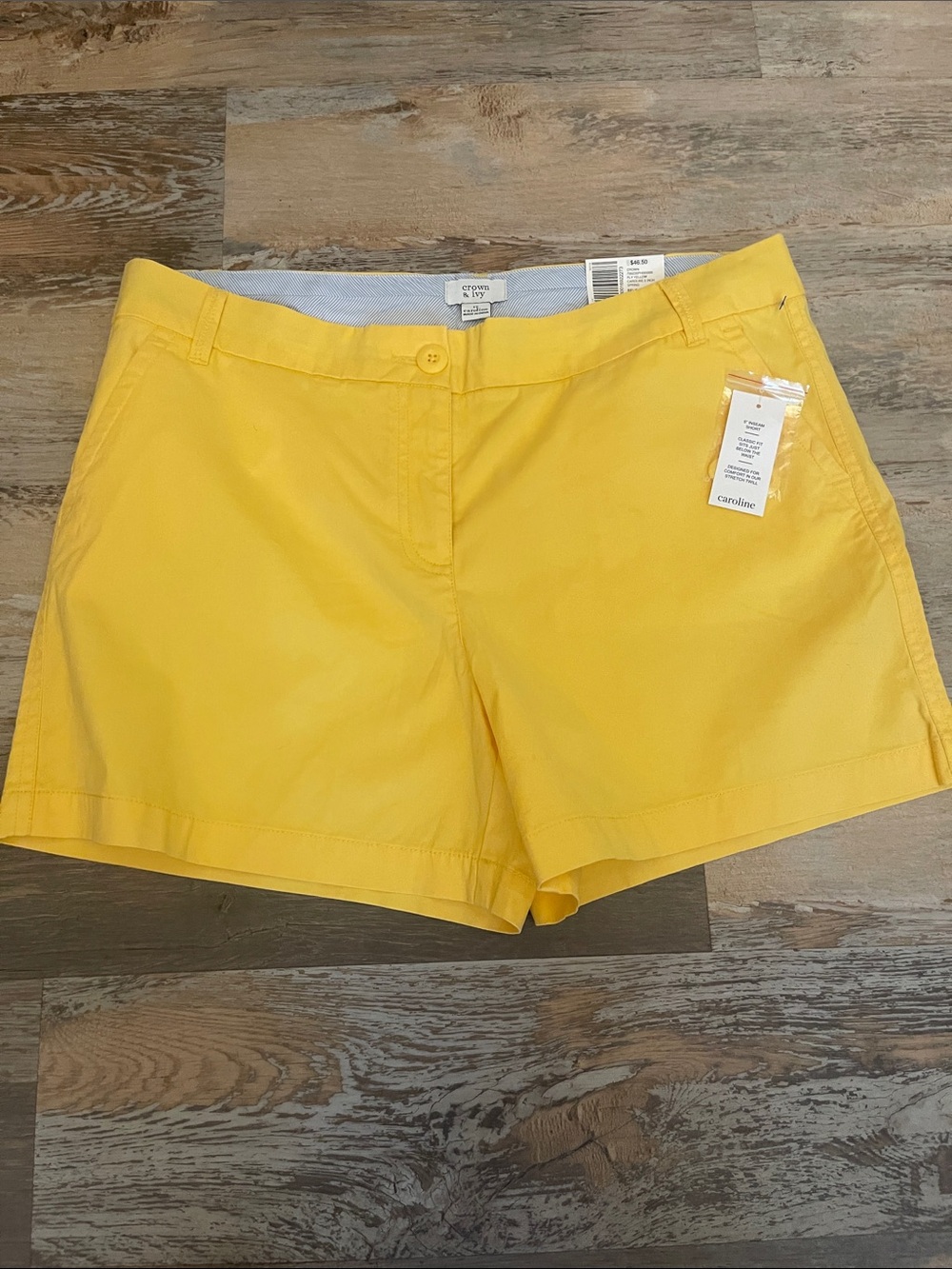 crown & ivy Bright Yellow High-Rise Bermuda Shorts